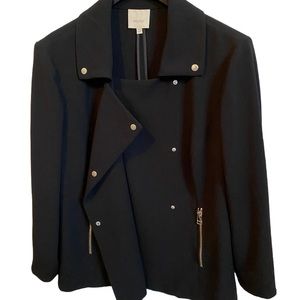 🖤 Sejour Nordstrom Knit Moto Jacket, Silver Hardware Zippers/Snaps, 18W, Black